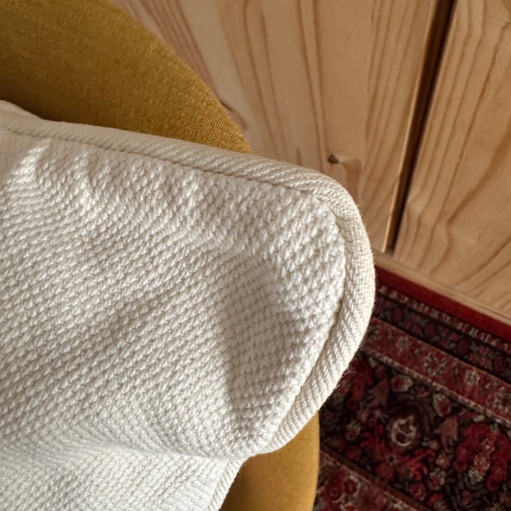 Lauren Ralph Lauren Ivory Textured Pillow 20” Square Zipper Down LRL Monogram - Picture 7 of 10